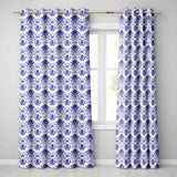 Deep Indigo Floral Damask Vintage Seamless Pattern  Readymade Eyelet Ring Top Thermal 100% Blackout Curtains