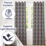 Vibrant Neon Fantasy Mushroom Forest Seamless Pattern  Readymade Eyelet Ring Top Thermal 100% Blackout Curtains