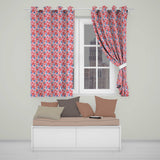 Soft Pink Blue Rose Floral Seamless Pattern  Readymade Eyelet Ring Top Thermal 100% Blackout Curtains