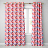 Soft Pink Blue Rose Floral Seamless Pattern  Readymade Eyelet Ring Top Thermal 100% Blackout Curtains