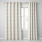 Pastel Rose Leaf Elegant Floral Seamless Pattern  Readymade Eyelet Ring Top Thermal 100% Blackout Curtains