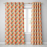 Vibrant Coral Orange Roses Floral Seamless Pattern  Readymade Eyelet Ring Top Thermal 100% Blackout Curtains