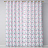 Soft Pink Blue Rose Floral Delicate Seamless Pattern  Readymade Eyelet Ring Top Thermal 100% Blackout Curtains