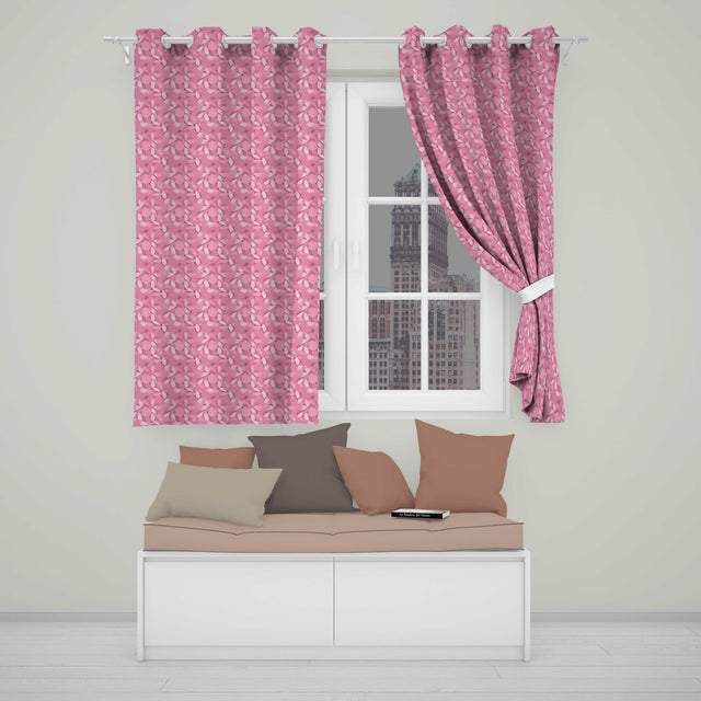 Soft Pink Abstract Leaf Petal Floral Seamless Pattern  Readymade Eyelet Ring Top Thermal 100% Blackout Curtains