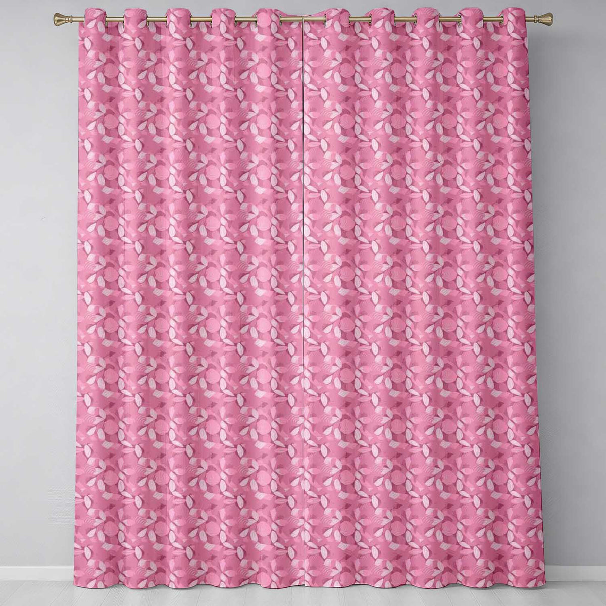 Soft Pink Abstract Leaf Petal Floral Seamless Pattern  Readymade Eyelet Ring Top Thermal 100% Blackout Curtains