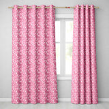 Soft Pink Abstract Leaf Petal Floral Seamless Pattern  Readymade Eyelet Ring Top Thermal 100% Blackout Curtains