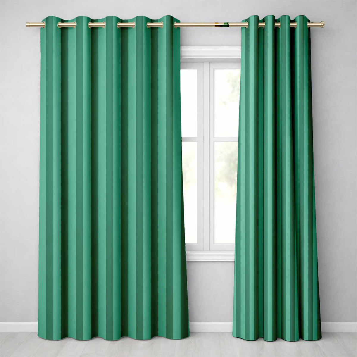 Wavy Green and Teal Vertical Stripes Seamless Pattern  Readymade Eyelet Ring Top Thermal 100% Blackout Curtains
