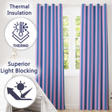 Wavy Blue and Pink Vertical Stripes Seamless Pattern  Readymade Eyelet Ring Top Thermal 100% Blackout Curtains
