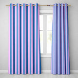 Wavy Blue and Pink Vertical Stripes Seamless Pattern  Readymade Eyelet Ring Top Thermal 100% Blackout Curtains