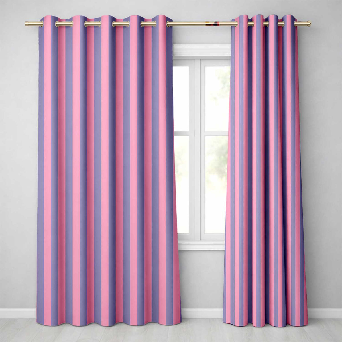 Wavy Purple and Pink Vertical Stripes Seamless Pattern  Readymade Eyelet Ring Top Thermal 100% Blackout Curtains