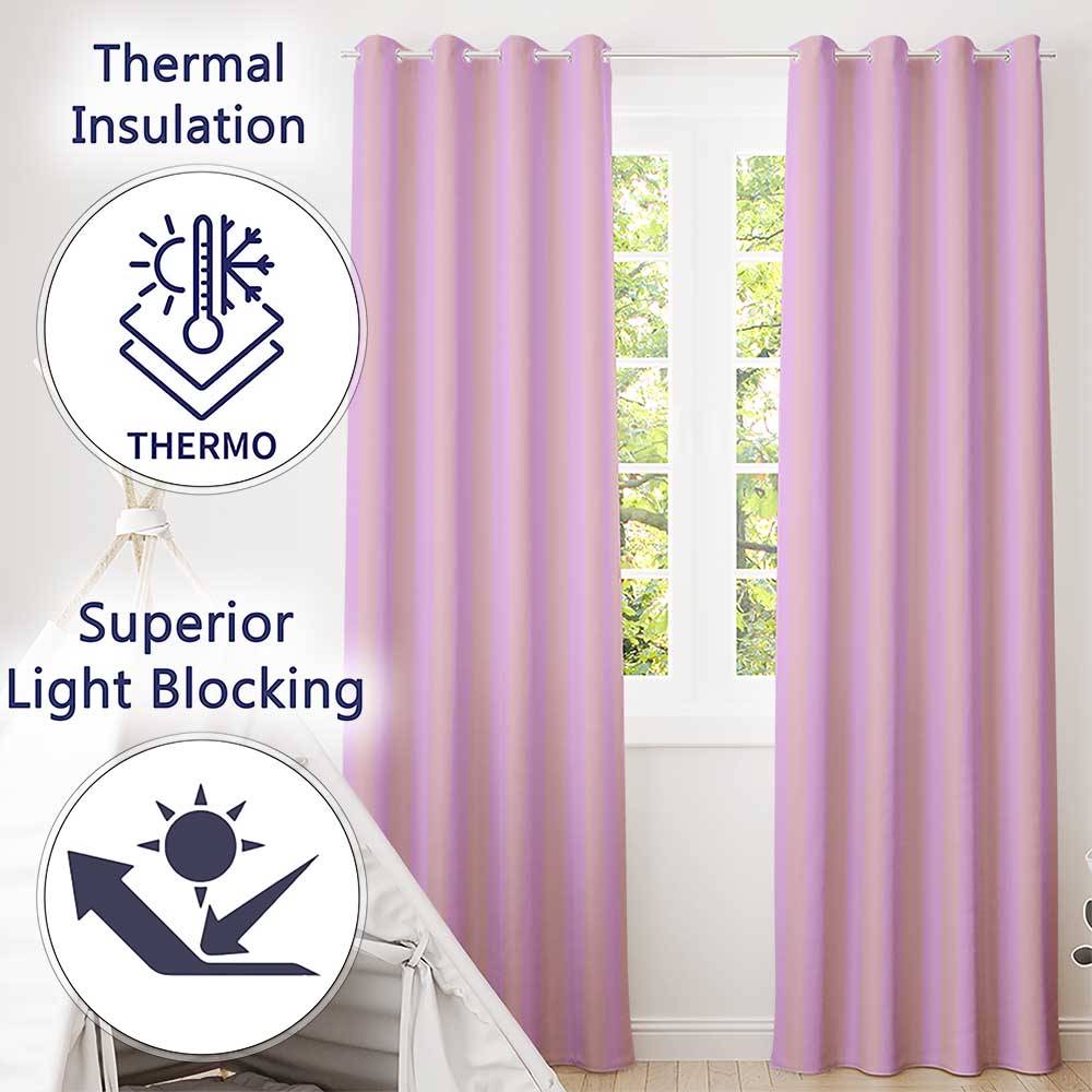 Soft Beige and Pink Wavy Stripes Seamless Pattern  Readymade Eyelet Ring Top Thermal 100% Blackout Curtains
