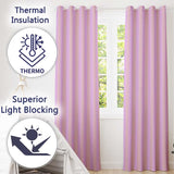 Soft Beige and Pink Wavy Stripes Seamless Pattern  Readymade Eyelet Ring Top Thermal 100% Blackout Curtains