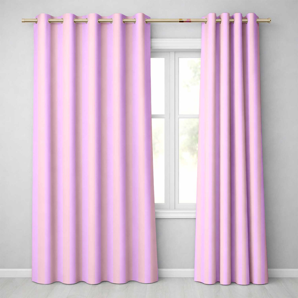 Soft Beige and Pink Wavy Stripes Seamless Pattern  Readymade Eyelet Ring Top Thermal 100% Blackout Curtains