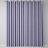 Wavy Navy Blue and Soft Pink Vertical Stripes Seamless Pattern  Readymade Eyelet Ring Top Thermal 100% Blackout Curtains