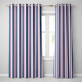 Wavy Navy Blue and Soft Pink Vertical Stripes Seamless Pattern  Readymade Eyelet Ring Top Thermal 100% Blackout Curtains
