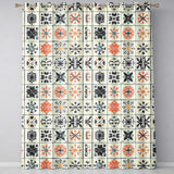 Abstract Geometric Floral Tile Motif Seamless Pattern  Readymade Eyelet Ring Top Thermal 100% Blackout Curtains