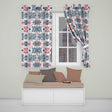 Folk Art Blue and Red Floral Symmetry Seamless Pattern  Readymade Eyelet Ring Top Thermal 100% Blackout Curtains