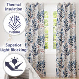 Winter Botanical Leaves and Berries Seamless Pattern  Readymade Eyelet Ring Top Thermal 100% Blackout Curtains