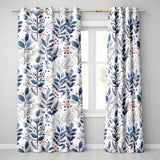 Winter Botanical Leaves and Berries Seamless Pattern  Readymade Eyelet Ring Top Thermal 100% Blackout Curtains