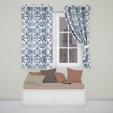Blue Watercolor Snowflake Botanical Seamless Pattern  Readymade Eyelet Ring Top Thermal 100% Blackout Curtains