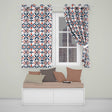Nordic Folk Art Red Blue Symmetrical Floral Seamless Pattern  Readymade Eyelet Ring Top Thermal 100% Blackout Curtains