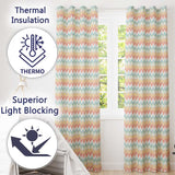 Pastel Chevron Zigzag Watercolor Seamless Pattern  Readymade Eyelet Ring Top Thermal 100% Blackout Curtains