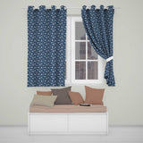Navy Blue Floral Meadow Botanical Seamless Pattern  Readymade Eyelet Ring Top Thermal 100% Blackout Curtains