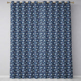 Navy Blue Floral Meadow Botanical Seamless Pattern  Readymade Eyelet Ring Top Thermal 100% Blackout Curtains