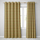 Southwest Inspired Pattern in Green Yellow and Red Seamless Design  Readymade Eyelet Ring Top Thermal 100% Blackout Curtains