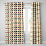 Geometric Diamond Pattern in Beige Orange and Teal Seamless Pattern  Readymade Eyelet Ring Top Thermal 100% Blackout Curtains