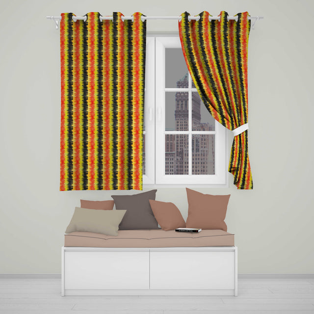 Rough Brush Stripe Pattern in Red Yellow and Black Seamless Pattern  Readymade Eyelet Ring Top Thermal 100% Blackout Curtains