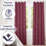 Vintage Mauve Floral Silhouette Pattern on Dusky Background Seamless Pattern  Readymade Eyelet Ring Top Thermal 100% Blackout Curtains
