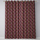 Bold Red Dahlia Floral Pattern with Neutral Leaves Seamless Pattern  Readymade Eyelet Ring Top Thermal 100% Blackout Curtains