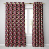 Bold Red Dahlia Floral Pattern with Neutral Leaves Seamless Pattern  Readymade Eyelet Ring Top Thermal 100% Blackout Curtains