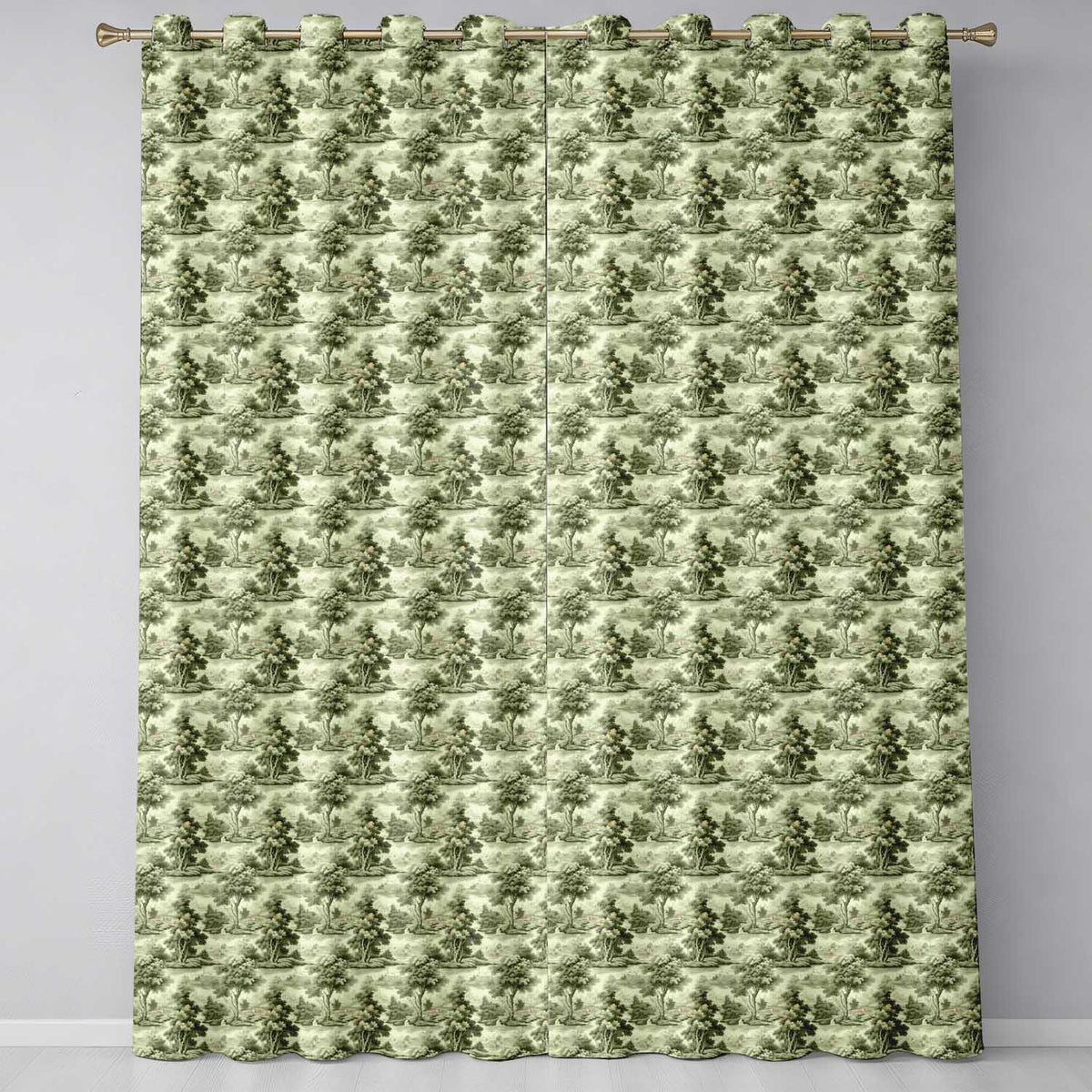 Vintage Botanical Garden with Architecture Scenic Toile Seamless Pattern  Readymade Eyelet Ring Top Thermal 100% Blackout Curtains