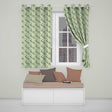 Soft Green Countryside River Village Scenic Toile Seamless Pattern  Readymade Eyelet Ring Top Thermal 100% Blackout Curtains