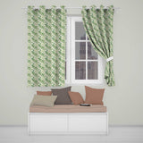 Soft Green Countryside River Village Scenic Toile Seamless Pattern  Readymade Eyelet Ring Top Thermal 100% Blackout Curtains