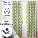 Soft Green Countryside River Village Scenic Toile Seamless Pattern  Readymade Eyelet Ring Top Thermal 100% Blackout Curtains