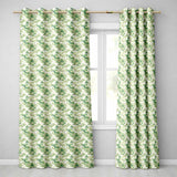 Soft Green Countryside River Village Scenic Toile Seamless Pattern  Readymade Eyelet Ring Top Thermal 100% Blackout Curtains
