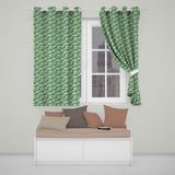 Bright Green Pastoral Hillside Village Scenic Toile Seamless Pattern  Readymade Eyelet Ring Top Thermal 100% Blackout Curtains