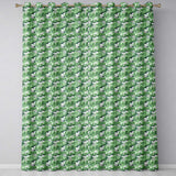 Bright Green Pastoral Hillside Village Scenic Toile Seamless Pattern  Readymade Eyelet Ring Top Thermal 100% Blackout Curtains