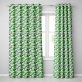 Bright Green Pastoral Hillside Village Scenic Toile Seamless Pattern  Readymade Eyelet Ring Top Thermal 100% Blackout Curtains