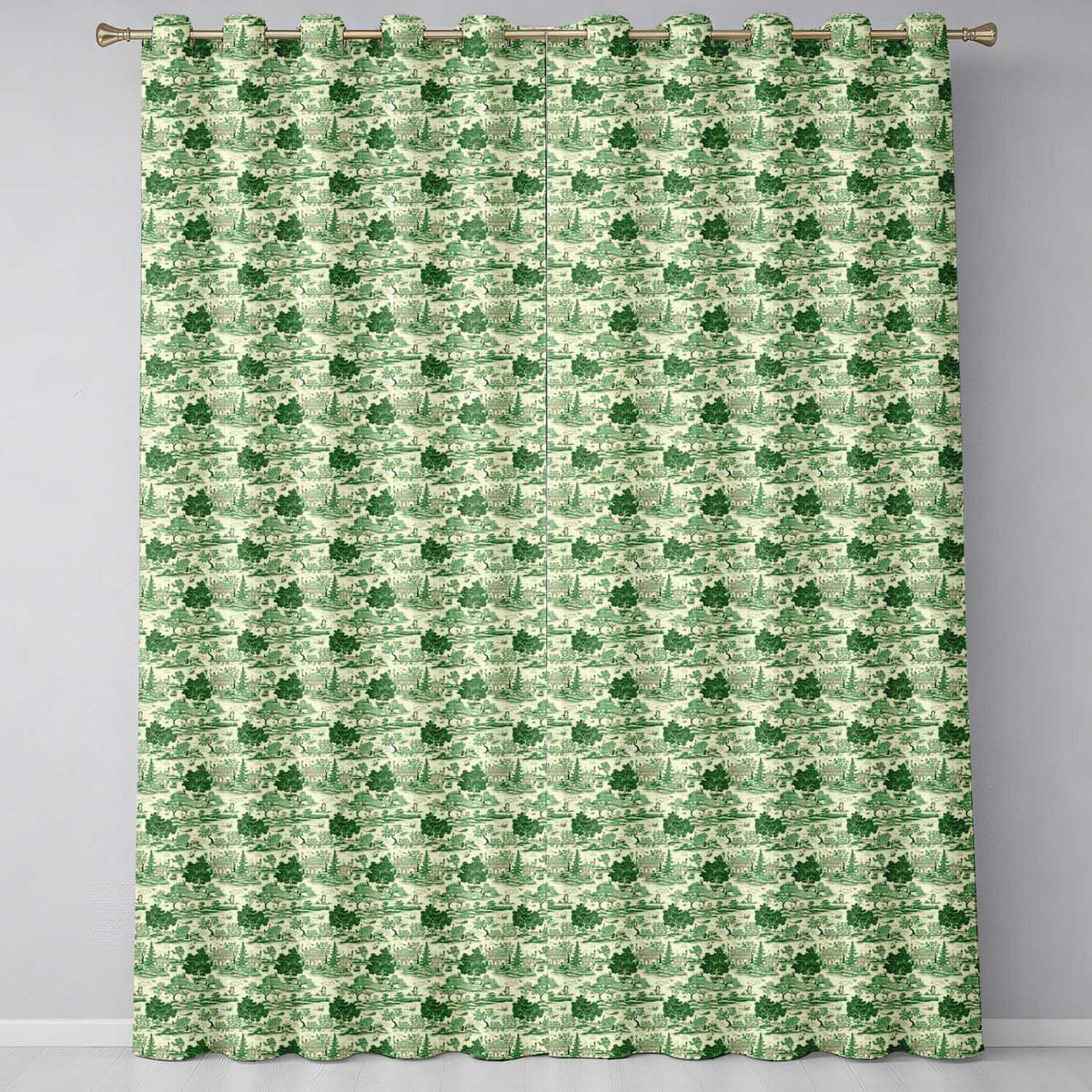 Elegant Garden Estate with Statues Scenic Toile Seamless Pattern  Readymade Eyelet Ring Top Thermal 100% Blackout Curtains