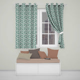 Soft Green Countryside River Village Scenic Toile Seamless Pattern  Readymade Eyelet Ring Top Thermal 100% Blackout Curtains