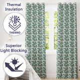 Soft Green Countryside River Village Scenic Toile Seamless Pattern  Readymade Eyelet Ring Top Thermal 100% Blackout Curtains