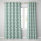 Soft Green Countryside River Village Scenic Toile Seamless Pattern  Readymade Eyelet Ring Top Thermal 100% Blackout Curtains