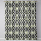 Antique Ivory Black Detailed Baroque Floral Seamless Pattern  Readymade Eyelet Ring Top Thermal 100% Blackout Curtains