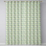 Soft Aqua Grey Square Tribal Geometric Seamless Pattern  Readymade Eyelet Ring Top Thermal 100% Blackout Curtains