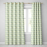 Soft Aqua Grey Square Tribal Geometric Seamless Pattern  Readymade Eyelet Ring Top Thermal 100% Blackout Curtains