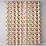 Elegant Pink Orchid Floral Vintage Beige Seamless Pattern  Readymade Eyelet Ring Top Thermal 100% Blackout Curtains